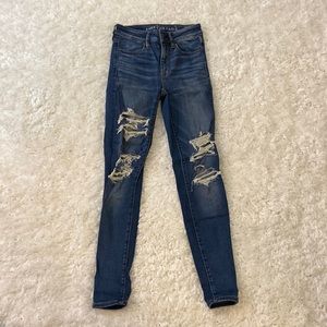 American Eagle Ripped Skinny Jeans Dark Wash